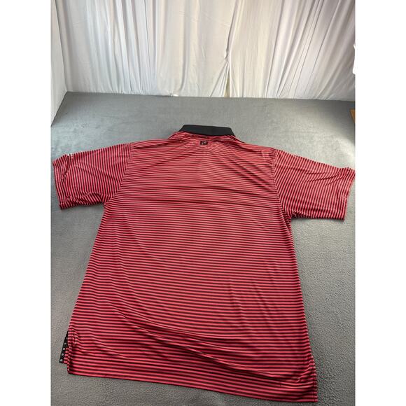 FootJoy FJ Mens Size‎ Large Red Black Striped Stretch Golf Polo Shirt - Picture 9 of 9